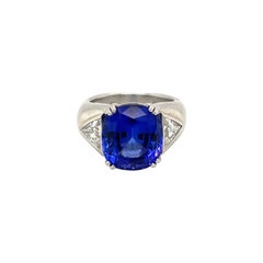 Cellini Jewelers 9.51C.T Tanzanite Ring with Diamond Side Stone Set in Platinum