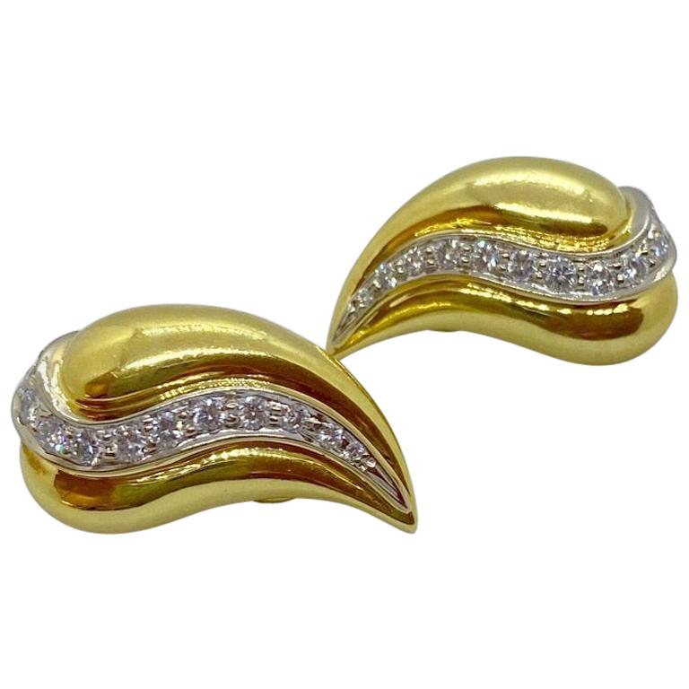 Cellini Jewelers NYC 18 Karat Gold Tropfenohrringe mit 1,00 Karat Diamanten