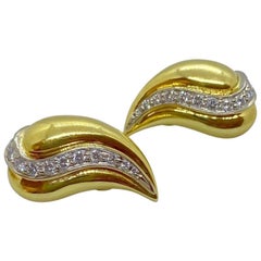 Cellini Jewelers NYC 18 Karat Gold Teardrop Earrings with 1.00 Carat Diamonds