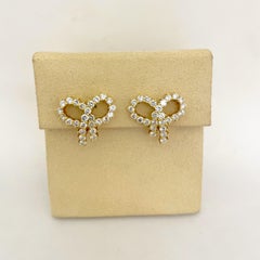 Cellini Jewelers 18 Karat Yellow Gold 4.60 Carat Diamond Bow Earrings