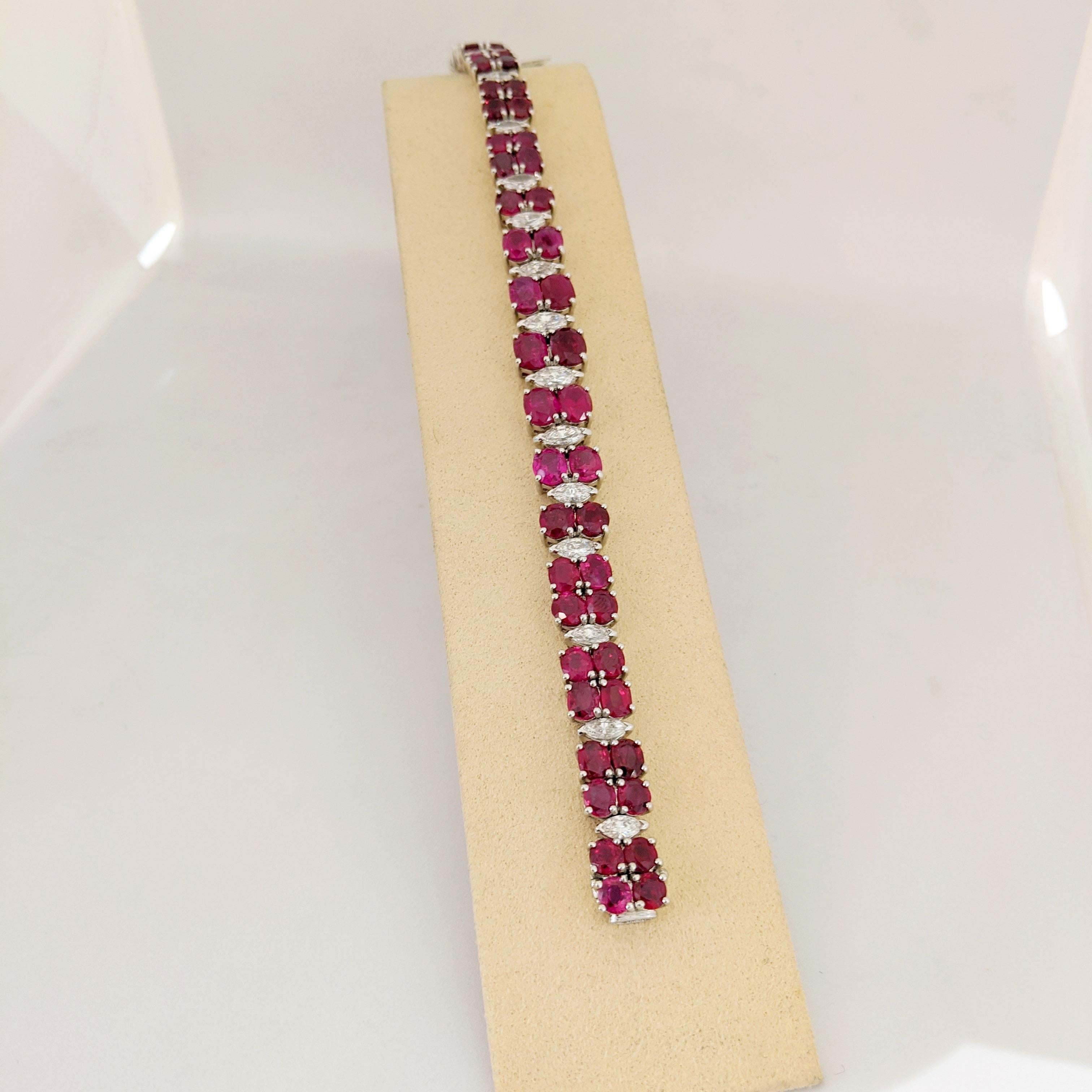 Cellini Jewelers Platine 21,35 carats Bracelet en rubis de Birmanie et diamants de 3,86 carats Neuf - En vente à New York, NY