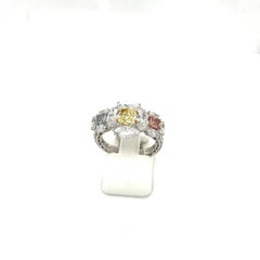 Cellini Jewelers Platinum Fancy Cut Radiant Yellow, Pink, Grey Blue Diamond Ring