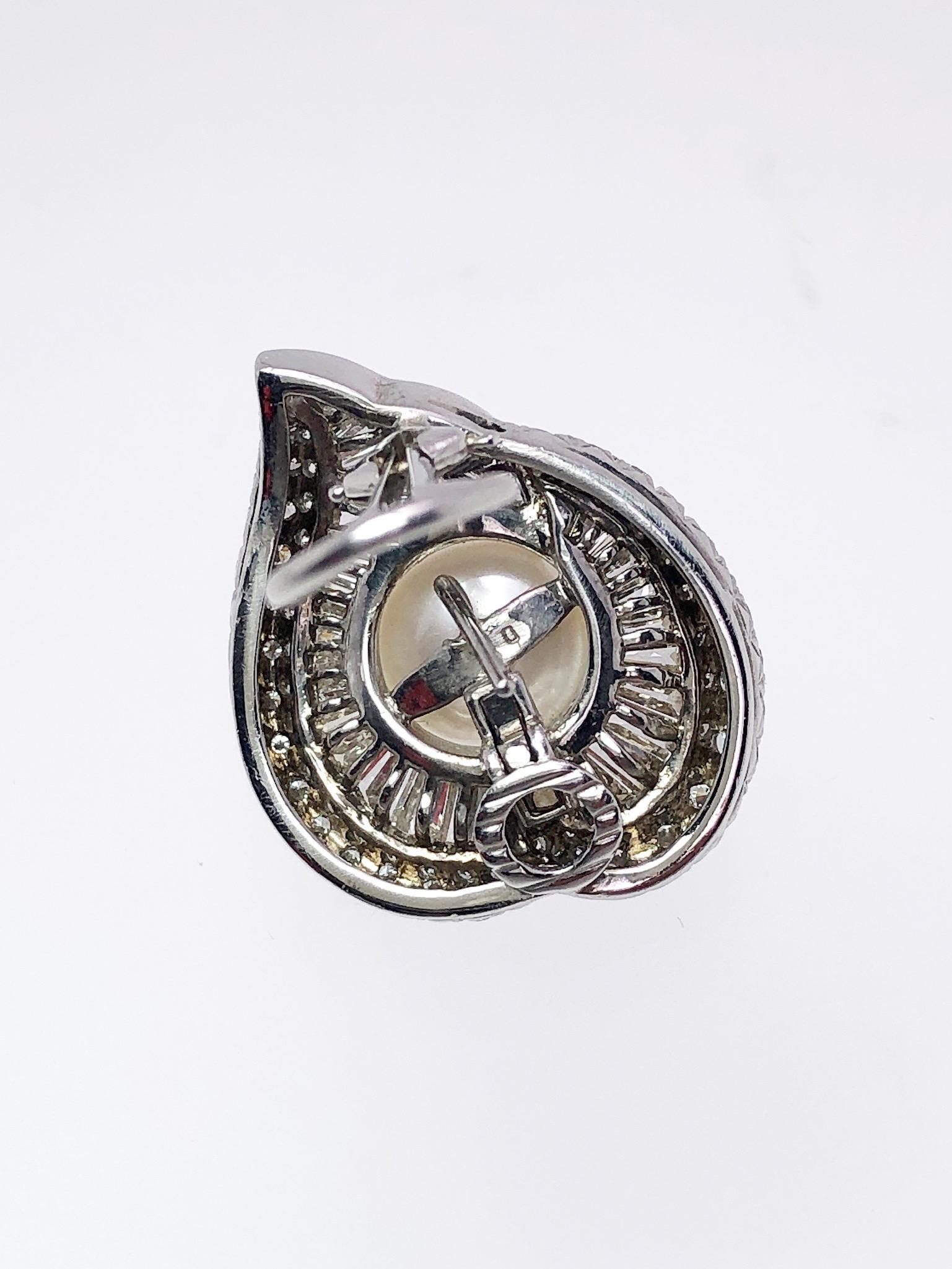 Cellini Jewelers Boucles d'oreilles feuilles en platine avec diamants de 5,03 carats et perles des mers du Sud Neuf - En vente à New York, NY