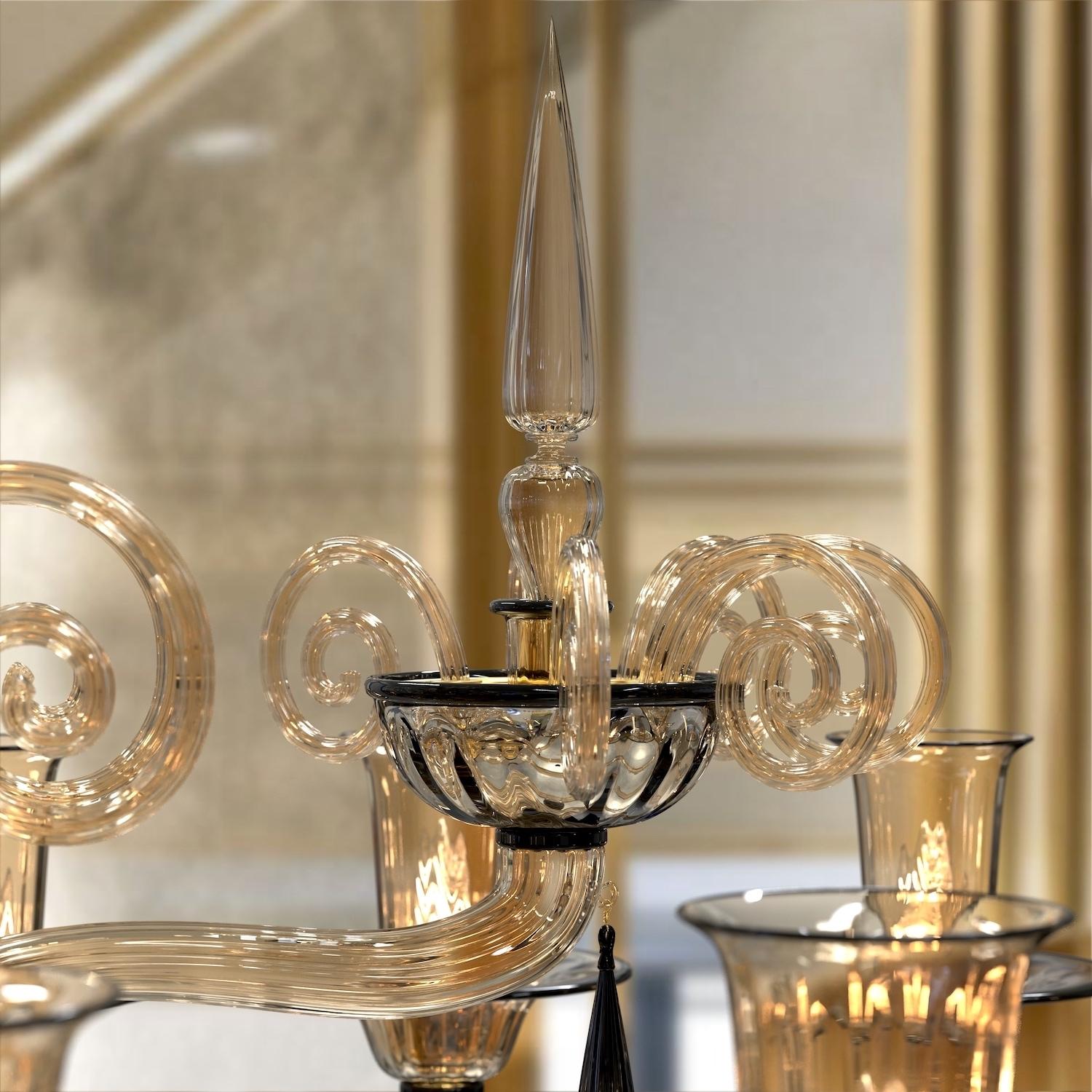 CELLINI Ovaler Kronleuchter 16 Lichter Muranoglas geblasen Made in Italy (Zeitgenössisch) im Angebot
