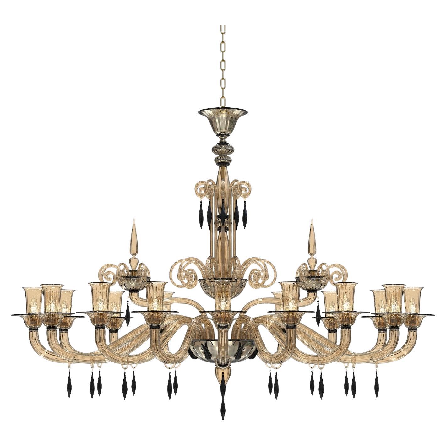CELLINI Lampadario ovale 16 luci Vetro soffiato di Murano Made in Italy
