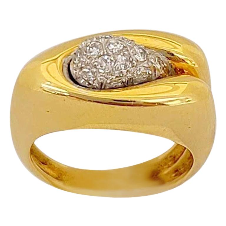 Cellini NYC 18 Karat Yellow Gold and .29 Carat Diamond Pavé Ring For Sale