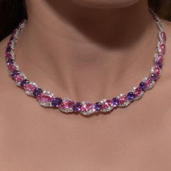 Cellini Plat/18KT 52.72Ct. of Pink & Purple Sapphires, 15.97Ct. Diamond Necklace