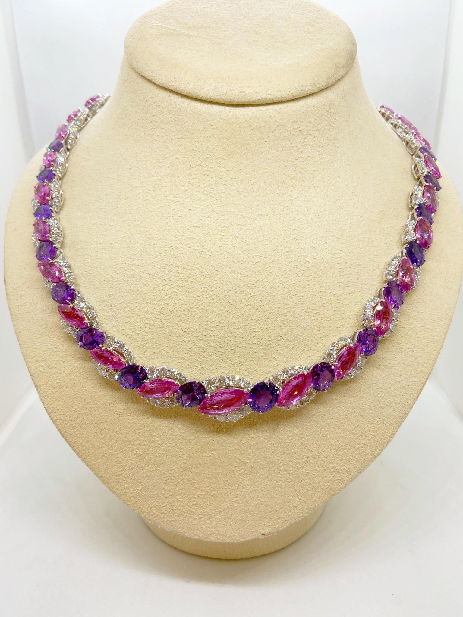 pink purple diamond necklace