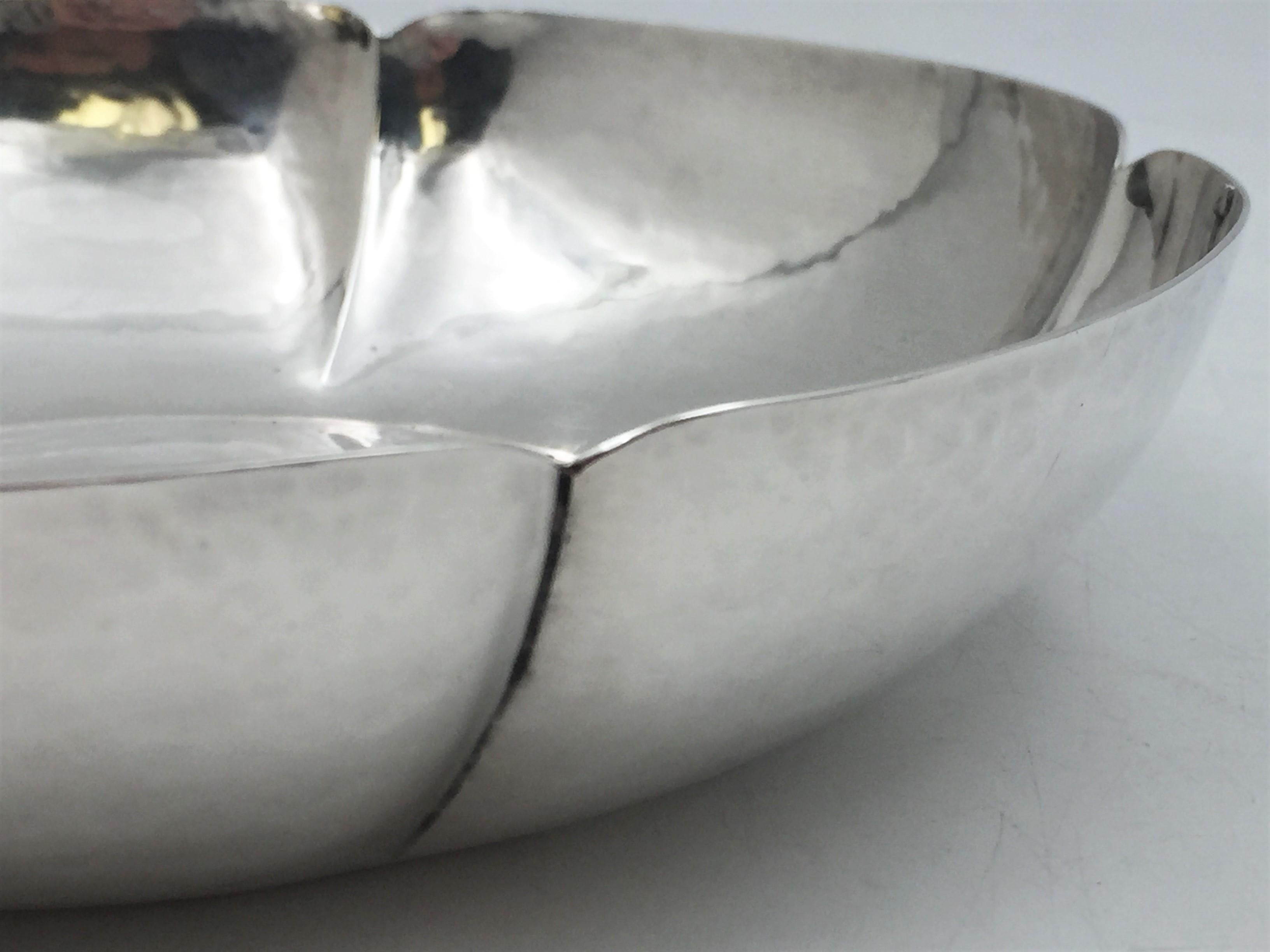 Cellini Sterling Silver Hammered Bowl in Mid-Century Modern Style In Good Condition For Sale In New York, NY