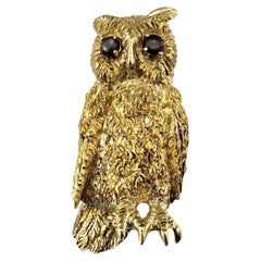 Cellino 18K Yellow Gold Owl Brooch/Pin #23133