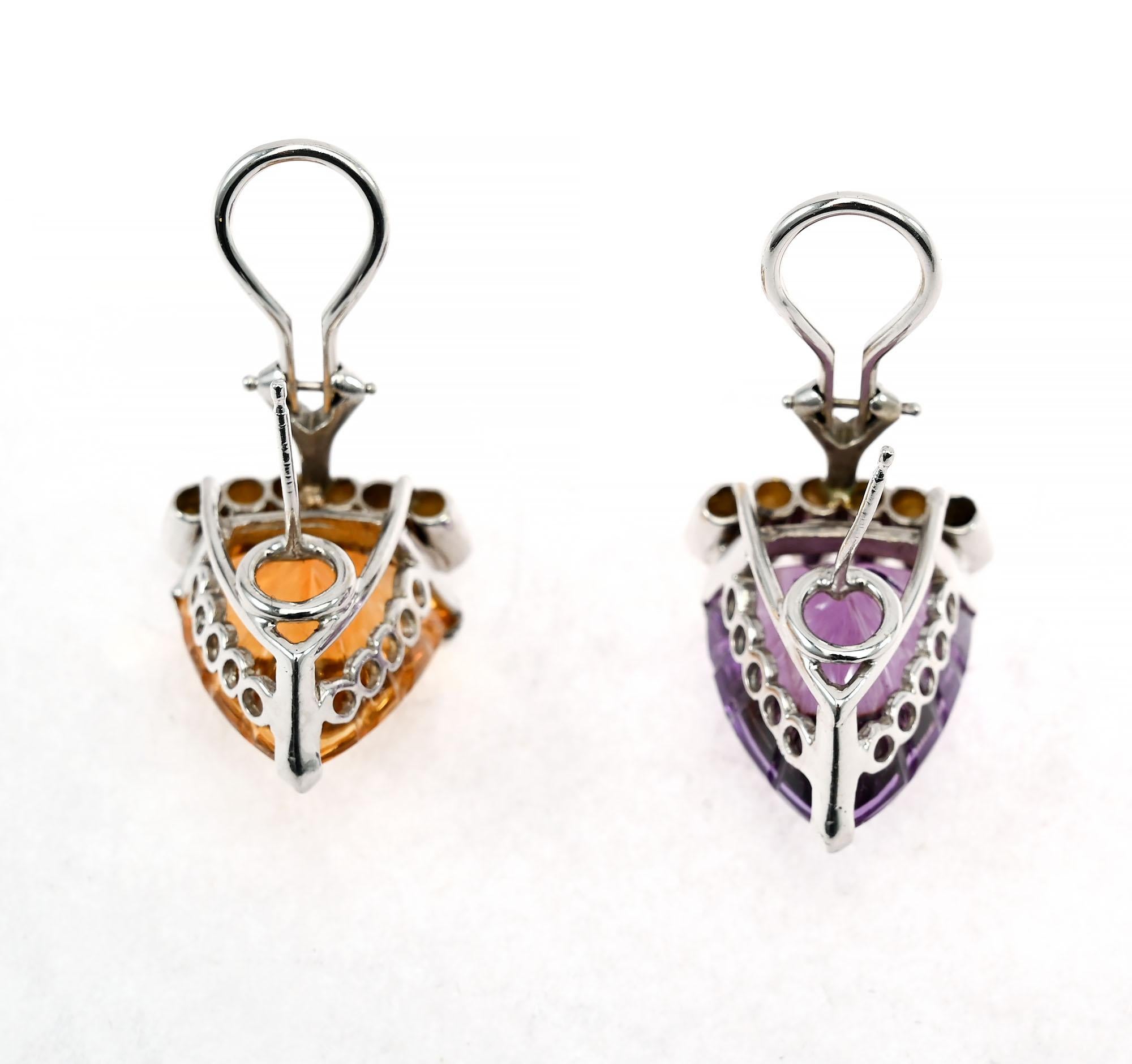 Cellino Fraternal Twins Amethyst and Citrine Earrings In Excellent Condition For Sale In Darnestown, MD