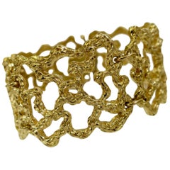 Cellino Gold Modernist Wide Bracelet, circa 1970