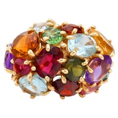 Vintage Cellino multi-stone 14k yellow gold cocktail ring