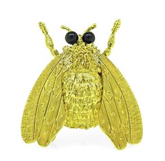 Cellino Onyx 18k Yellow Gold Bee Pin