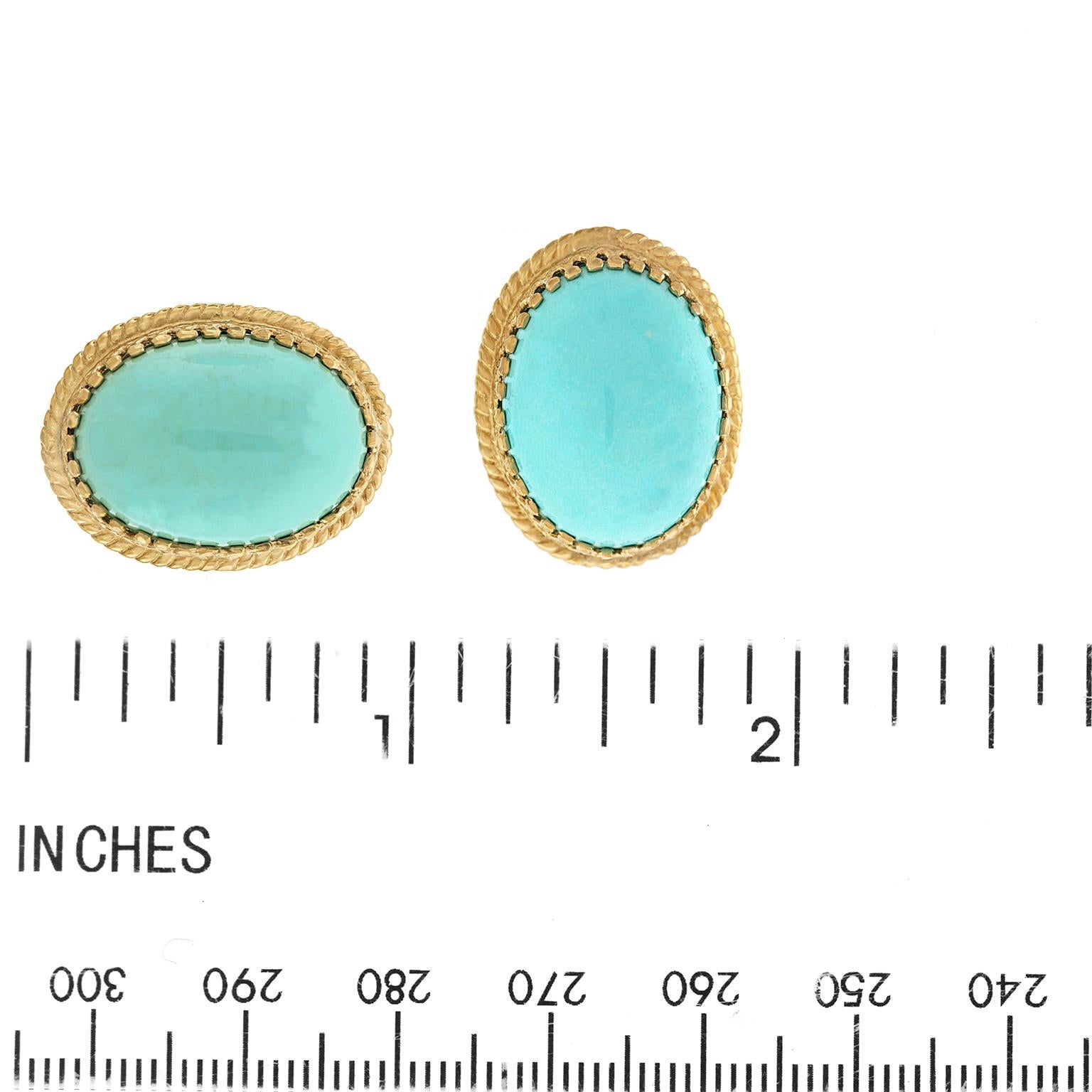 Women's or Men's Cellino Persian Turquoise-Set Gold Earrings