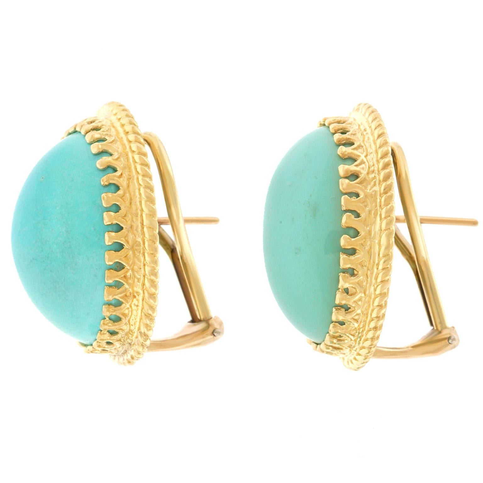 Cellino Persian Turquoise-Set Gold Earrings 1
