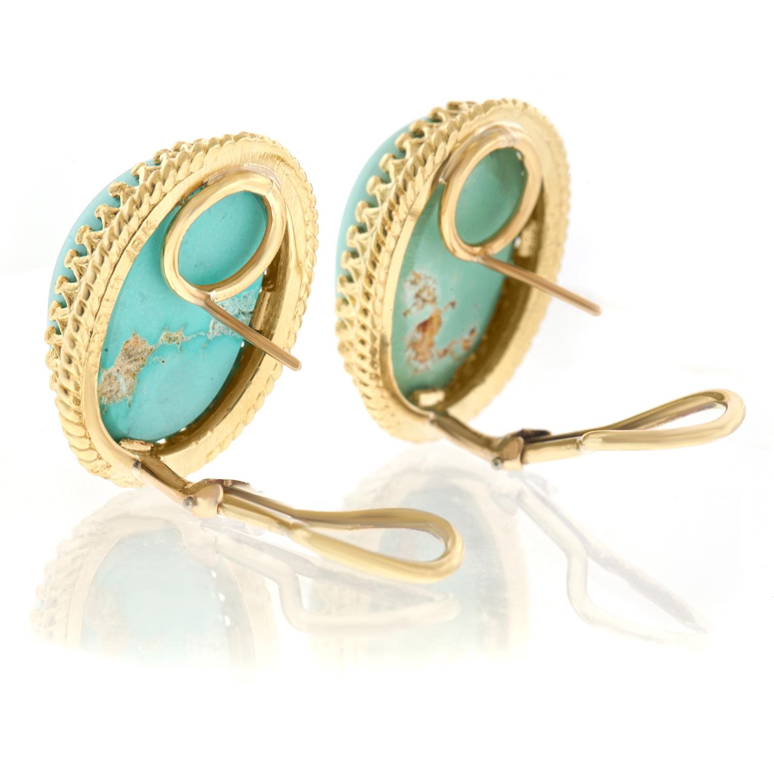Cellino Persian Turquoise-Set Gold Earrings 2