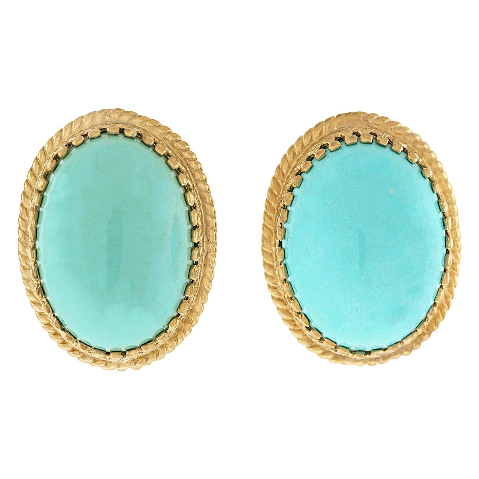 Cellino Persian Turquoise-Set Gold Earrings