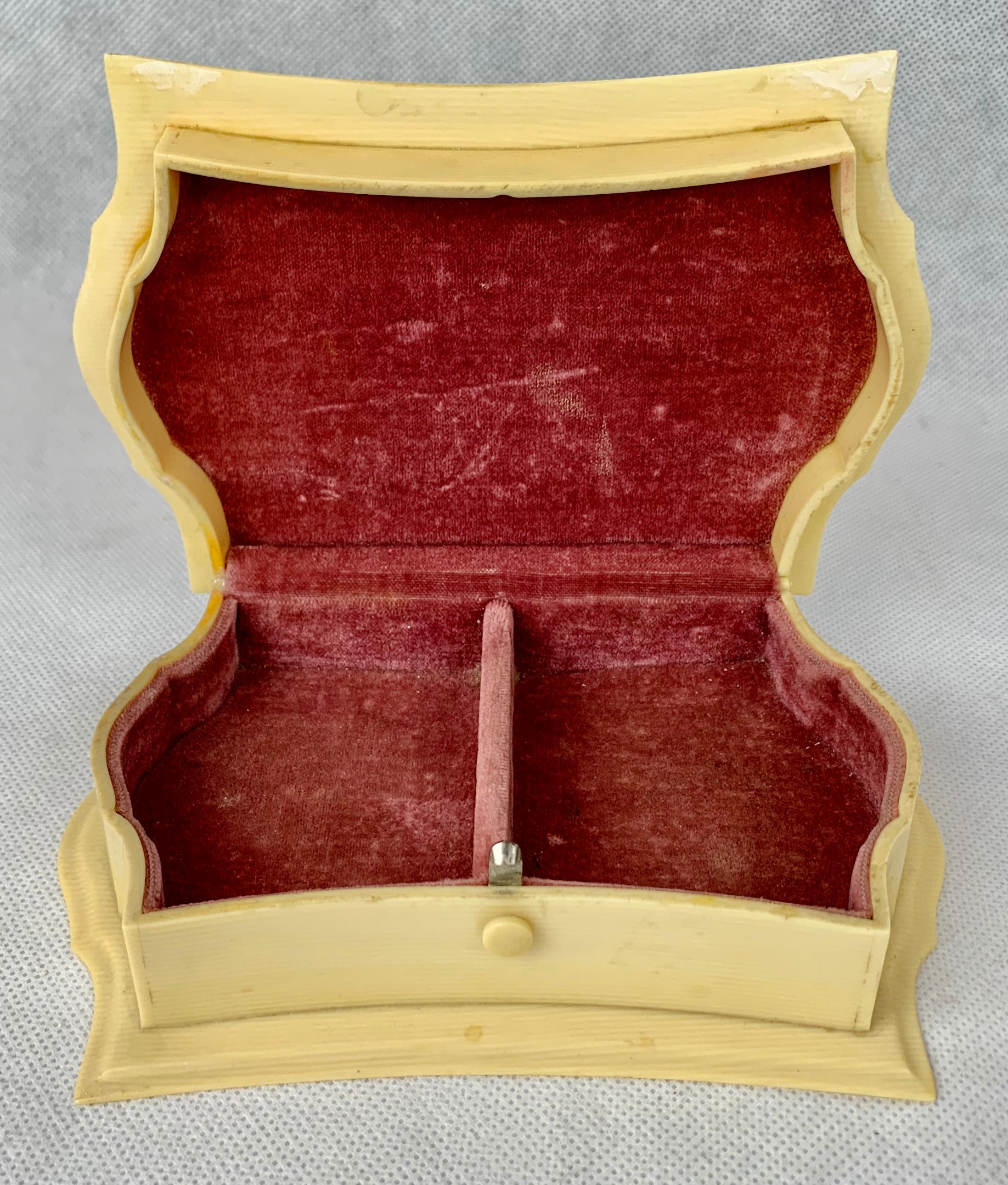 Plastic DuBarry Ivorine Celluloid Jewelry Box with a Turtle Shaped Top