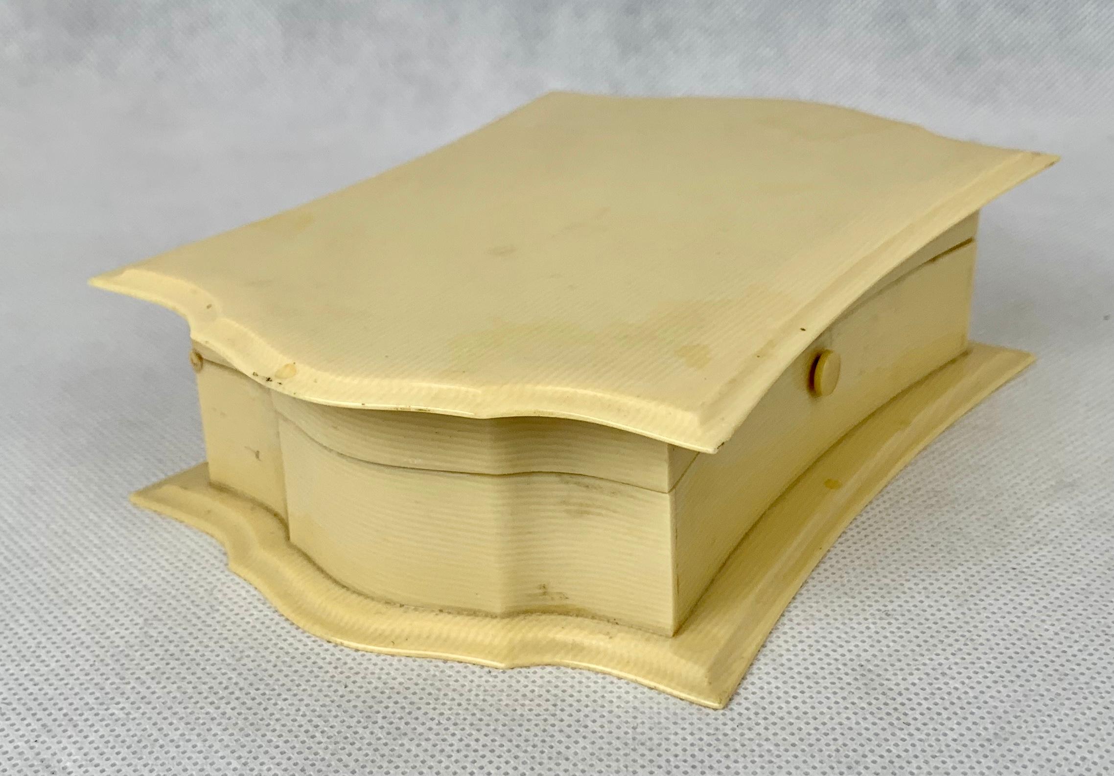 American DuBarry Ivorine Celluloid Jewelry Box with a Turtle Shaped Top For Sale