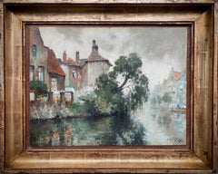 "Bruges Canal View" by Celos Julien, Antwerp 1884 – 1953, Belgian, Signed