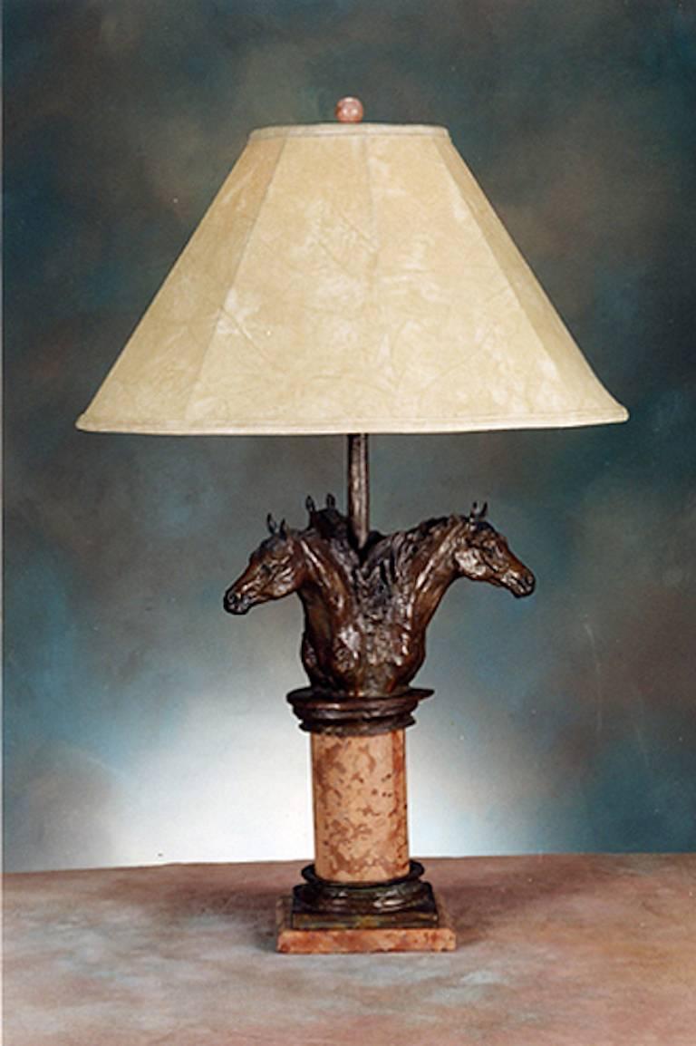 Celou Bonnet Figurative Sculpture - The Triple Crown lamp; Célou Bonnet (French); bronze; edition of 7