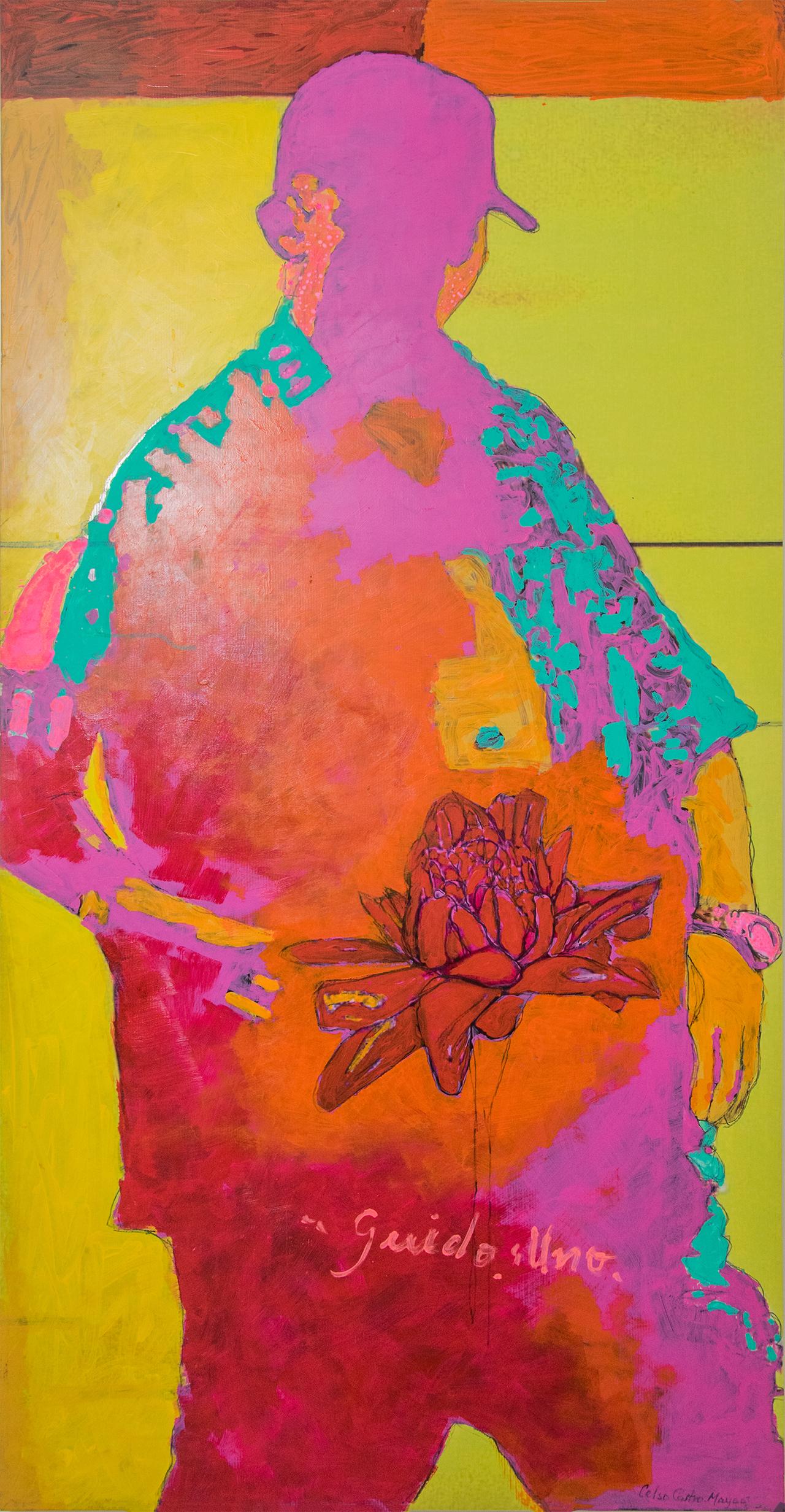 Celso José Castro Daza - Yellow Nude. Portrait. Painting Pastel, pencil, ink on archival paper