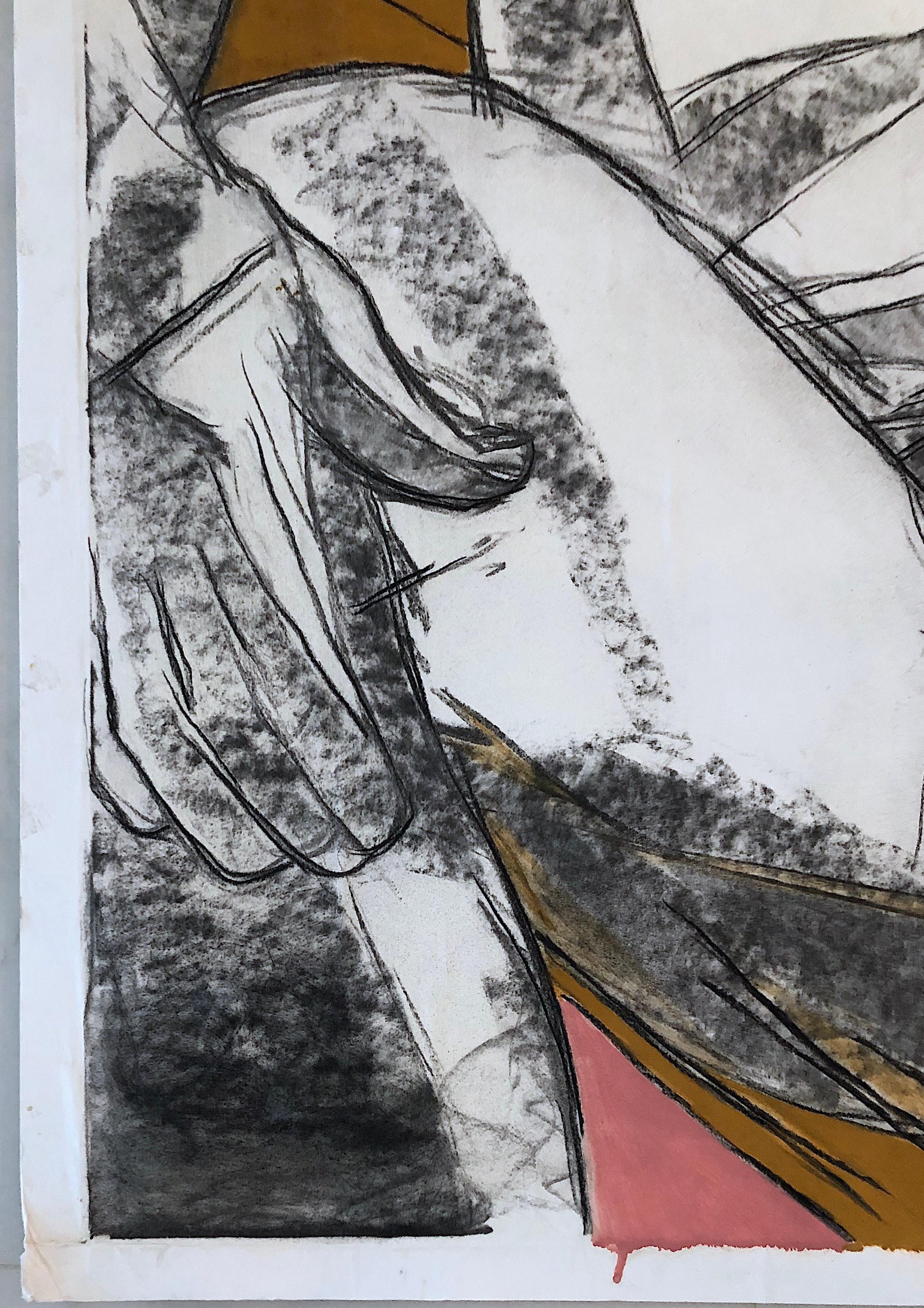 Deux nus, 2016 par Celso Castro-Daza
Unique en son genre 
Pastel, crayon de carbone, encre sur papier d'archives monté sur carton
Taille de l'image : 40.5 H in. x 55.5 in. W 
Monté sur carton sans acide : 41 H x 56 in. W

Le dessin sur papier est