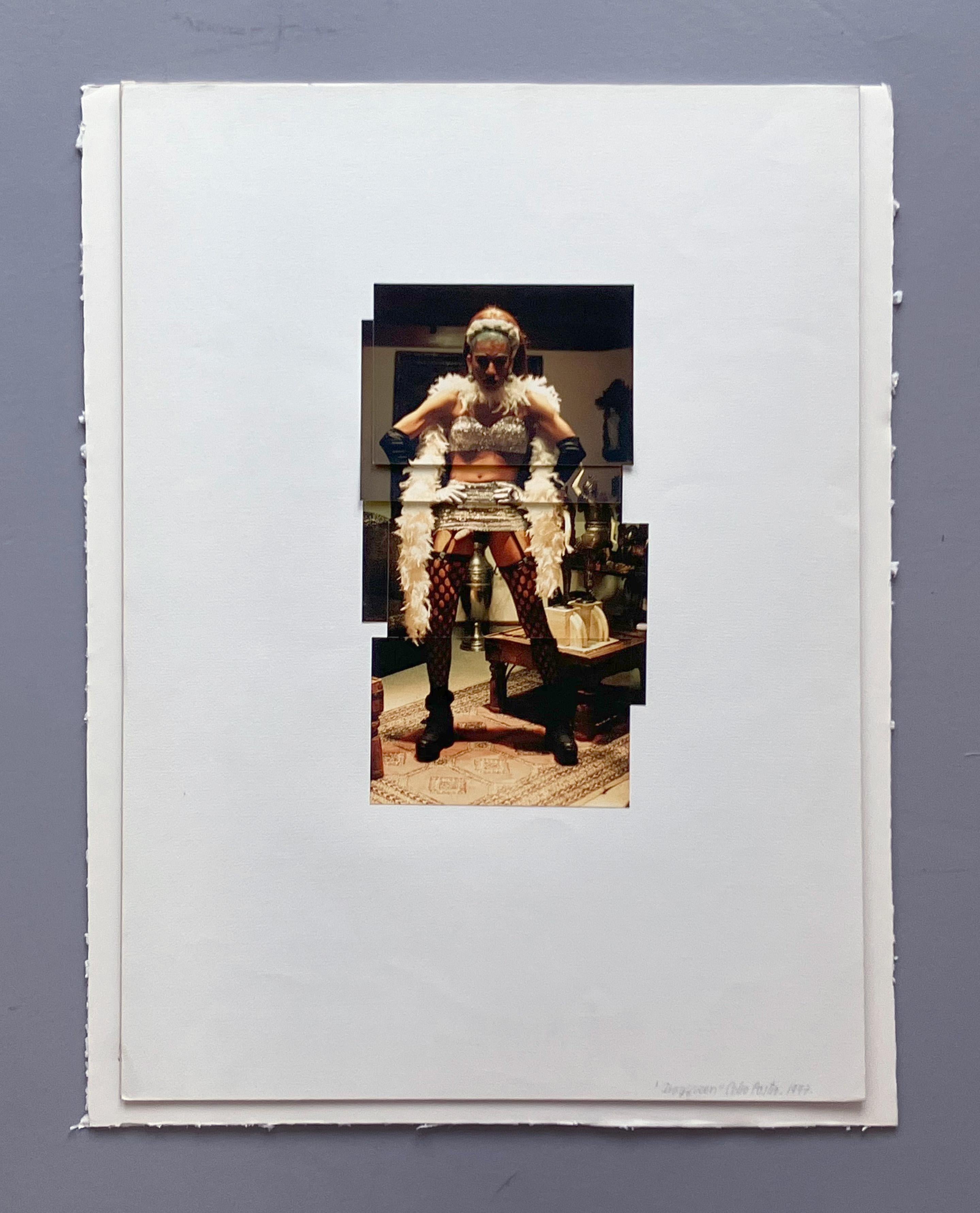 Dragqueen. Aus der Serie Guerreros. Fotocollage (Grau), Figurative Photograph, von Celso José Castro Daza