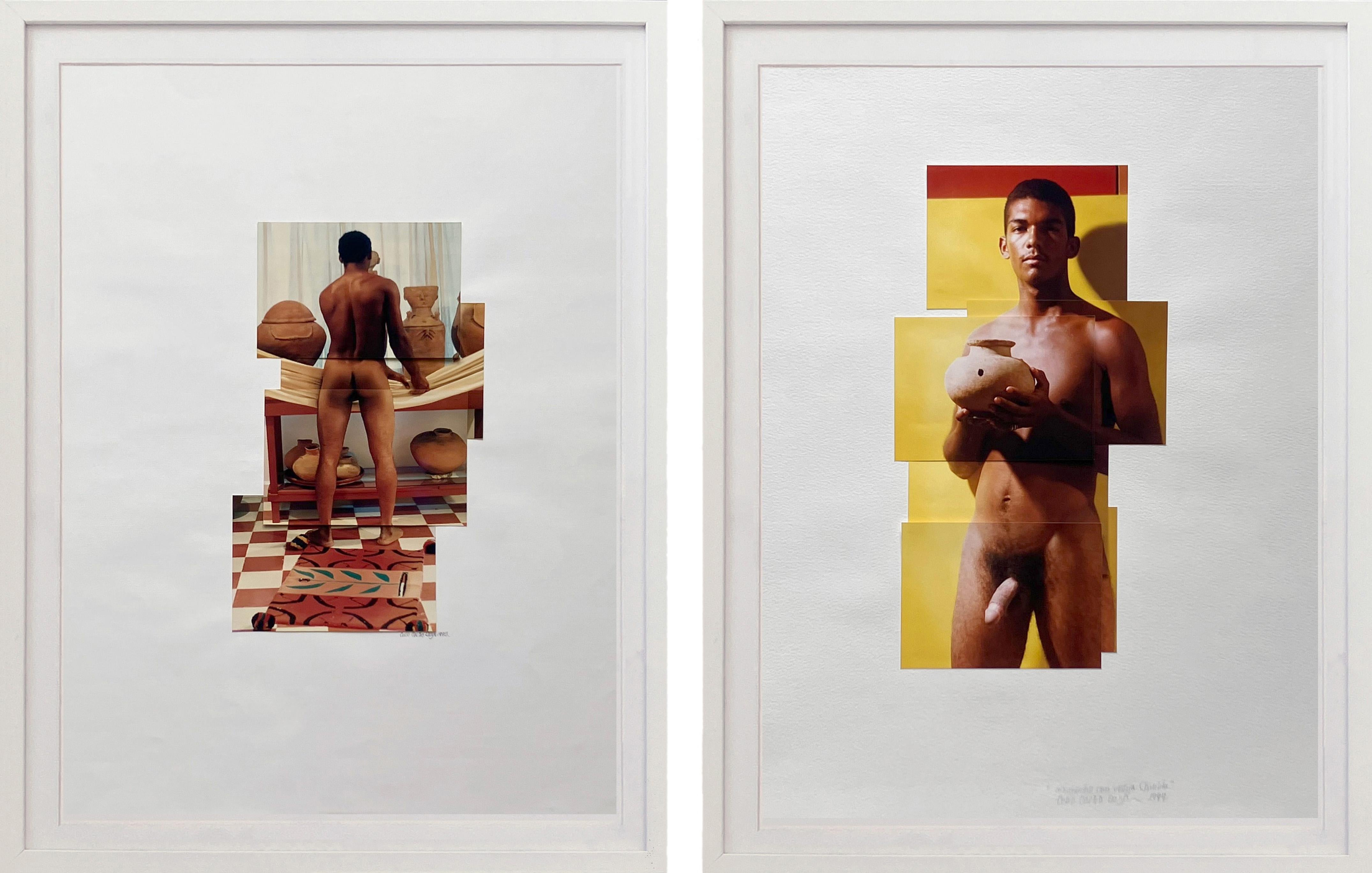 Díptico Fabián y Muchacho con vasija chimila. Fotomontaje sobre archivo