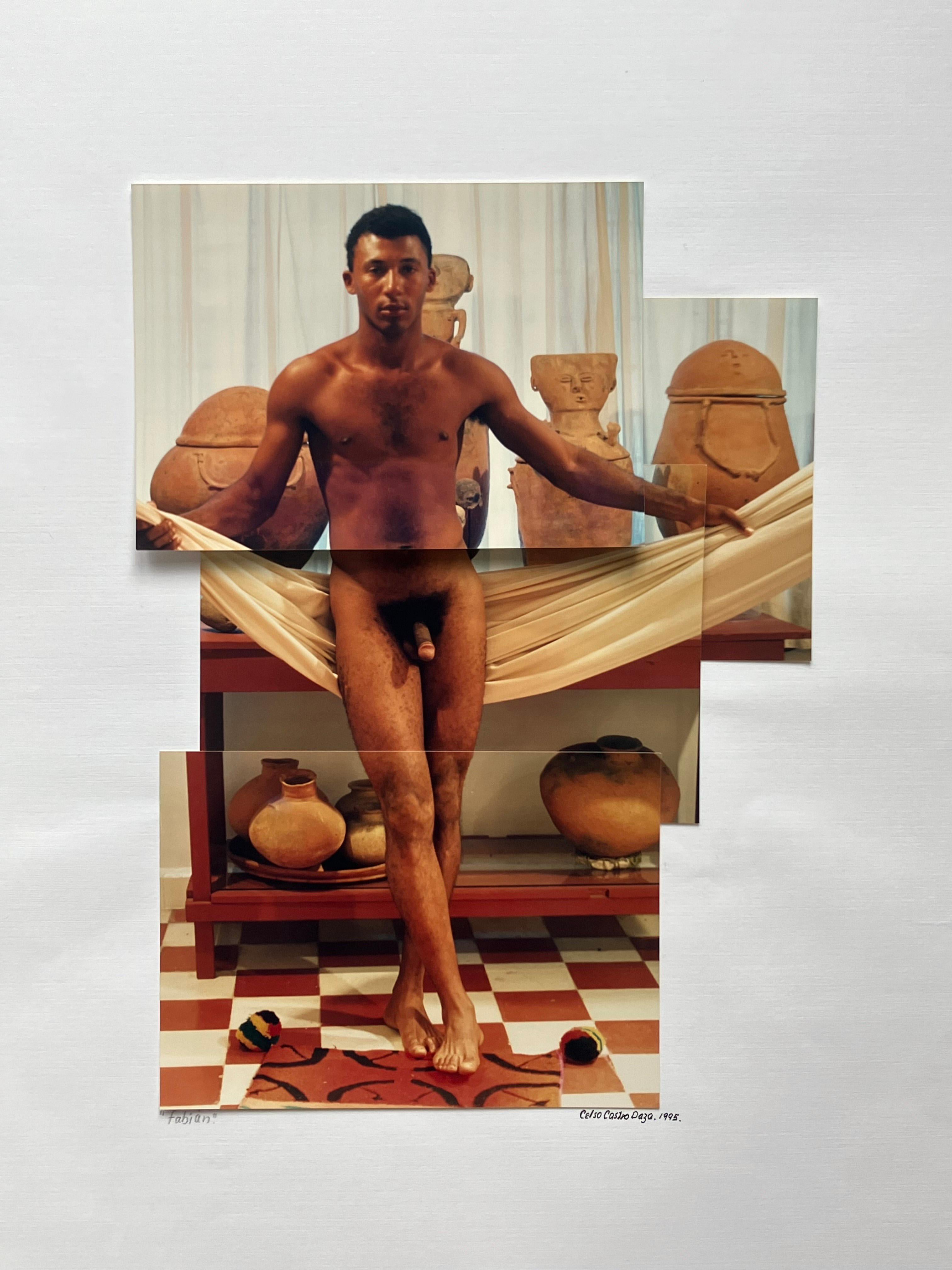 Fabian Diptychon. Aus der Serie „Serie“  Präkolumbianische Fantasie, Fotocollage (Grau), Nude Photograph, von Celso José Castro Daza