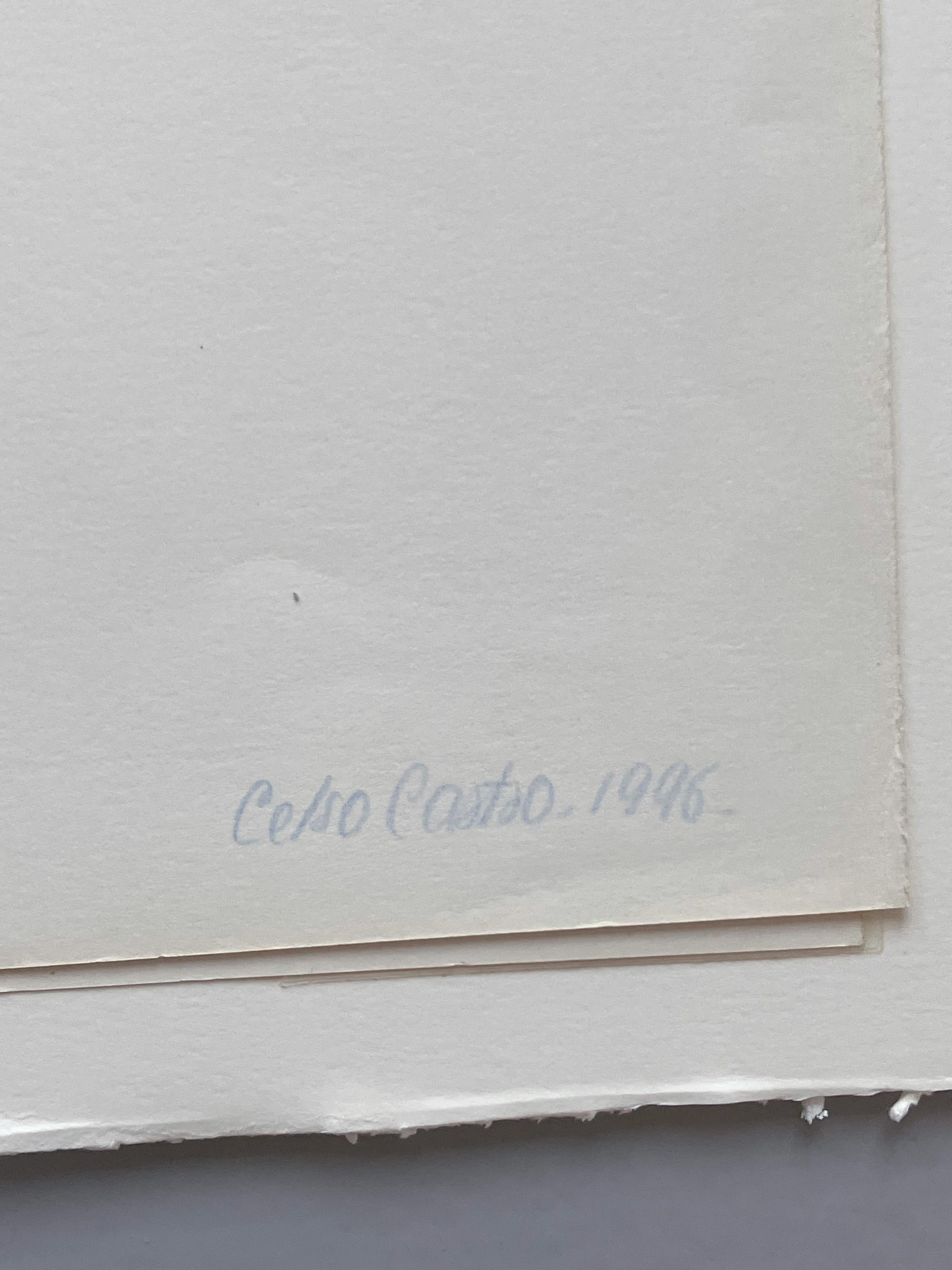 Luis Carlos de Oso, 1996 por Celso José Castro Daza
De la serie Guerreros
Collage fotográfico único
Tamaño de la hoja: 27,5 pulg. H x 19,5 pulg. W
Sin enmarcar
Firmado, titulado y fechado por el artista

El origen de estas obras fotográficas únicas