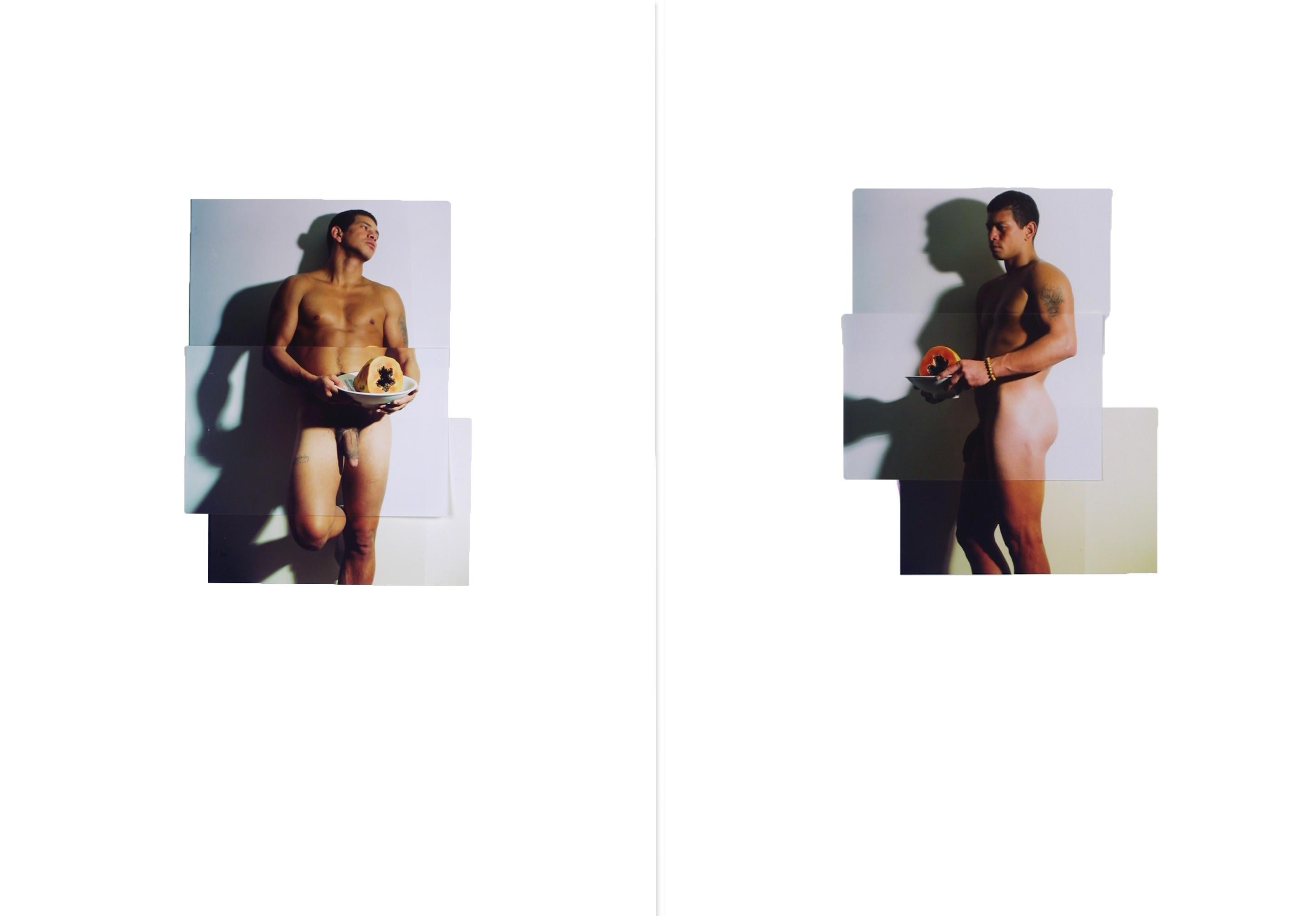 Celso José Castro Daza Nude Photograph - Mauricio Bodegon Diptych. From Los Vendedores series, Photo Collage Mixed media