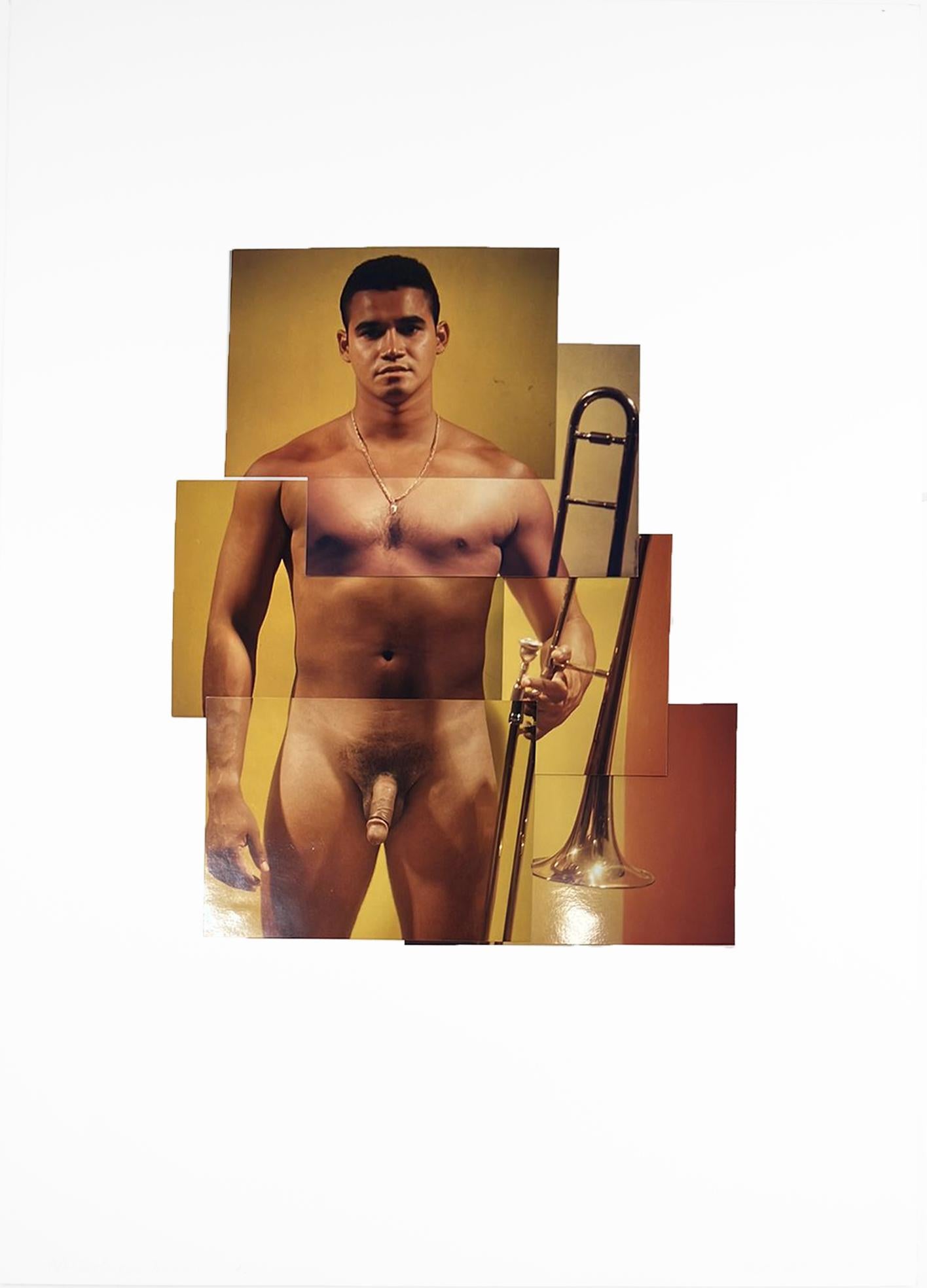 Norberto con Trombón. From The Vendedores series, Photo Collage Mixed media