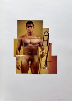 Norberto con Trombón. De la serie Guerreros, collage fotográfico