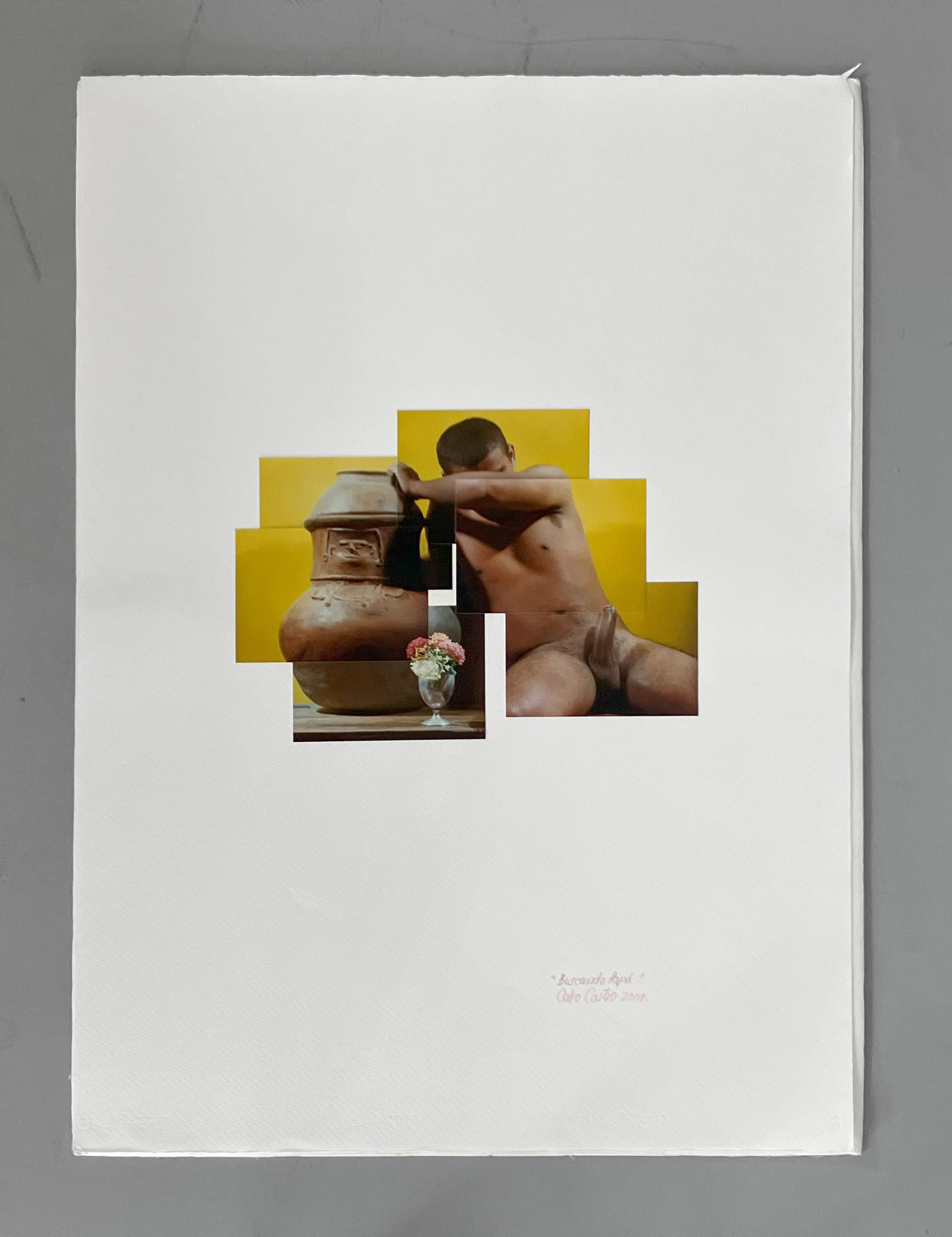 Sin título 3. De la serie Buscando Papá. Collage fotográfico - Nude Photograph Gris de Celso José Castro Daza