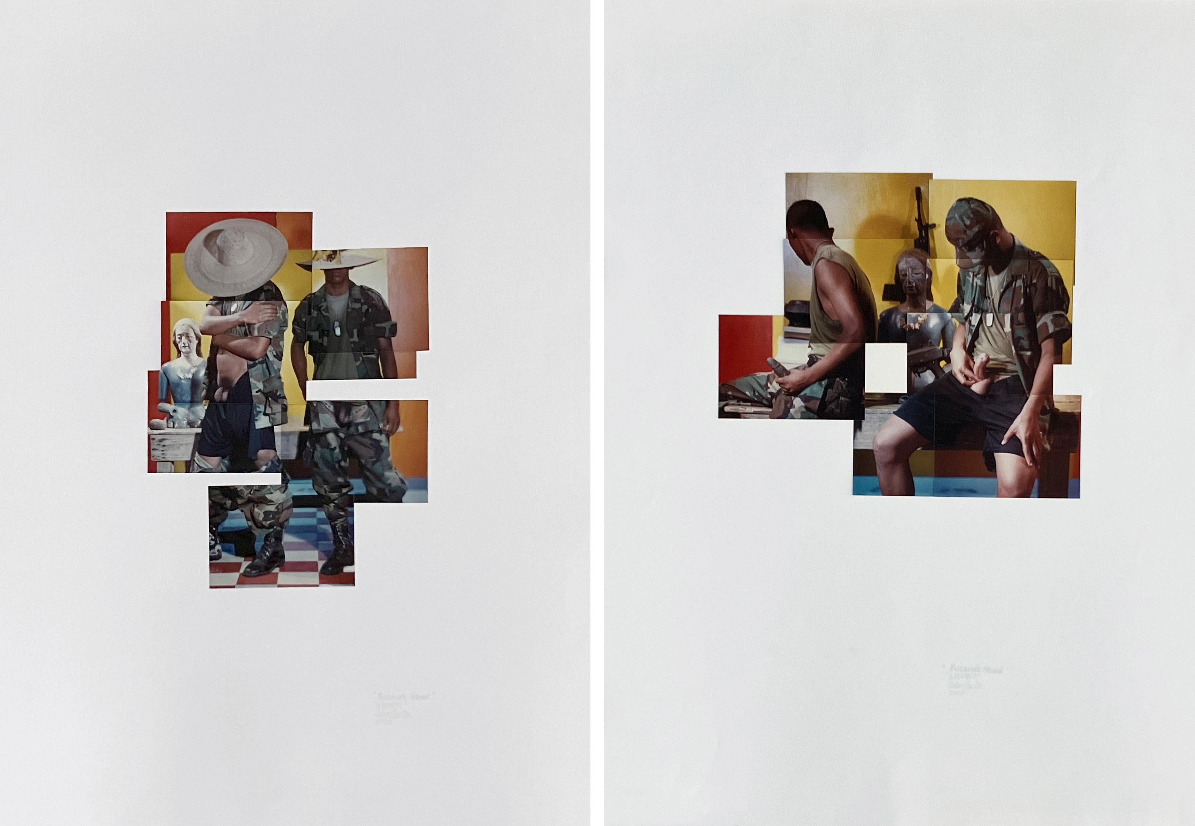 Celso José Castro Daza Color Photograph – Krieger Diptychon. Aus der Serie Suche nach einer Mutter. Fotomontage