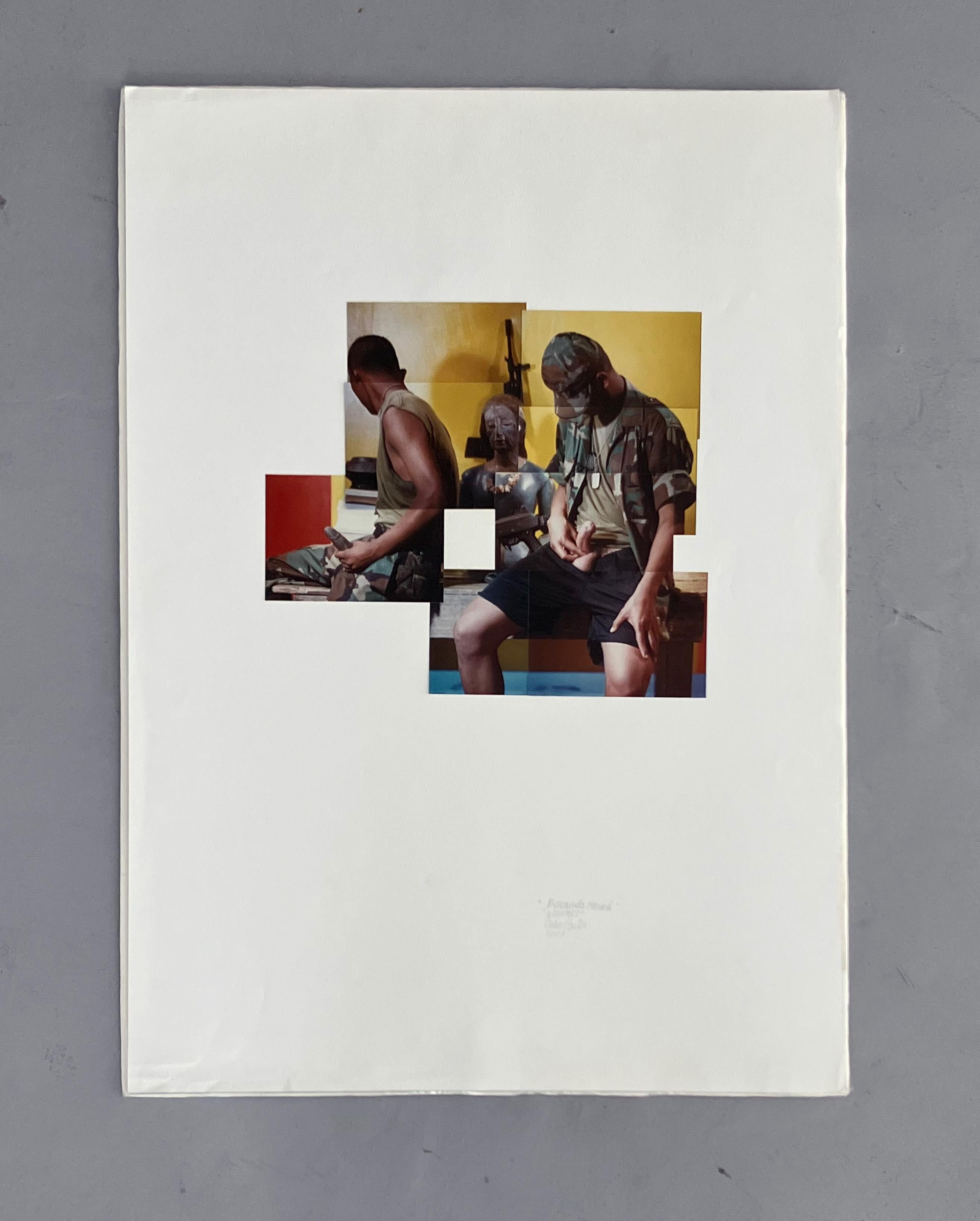 Krieger. Aus der Serie Buscando Mamá. Fotocollage (Grau), Nude Photograph, von Celso José Castro Daza