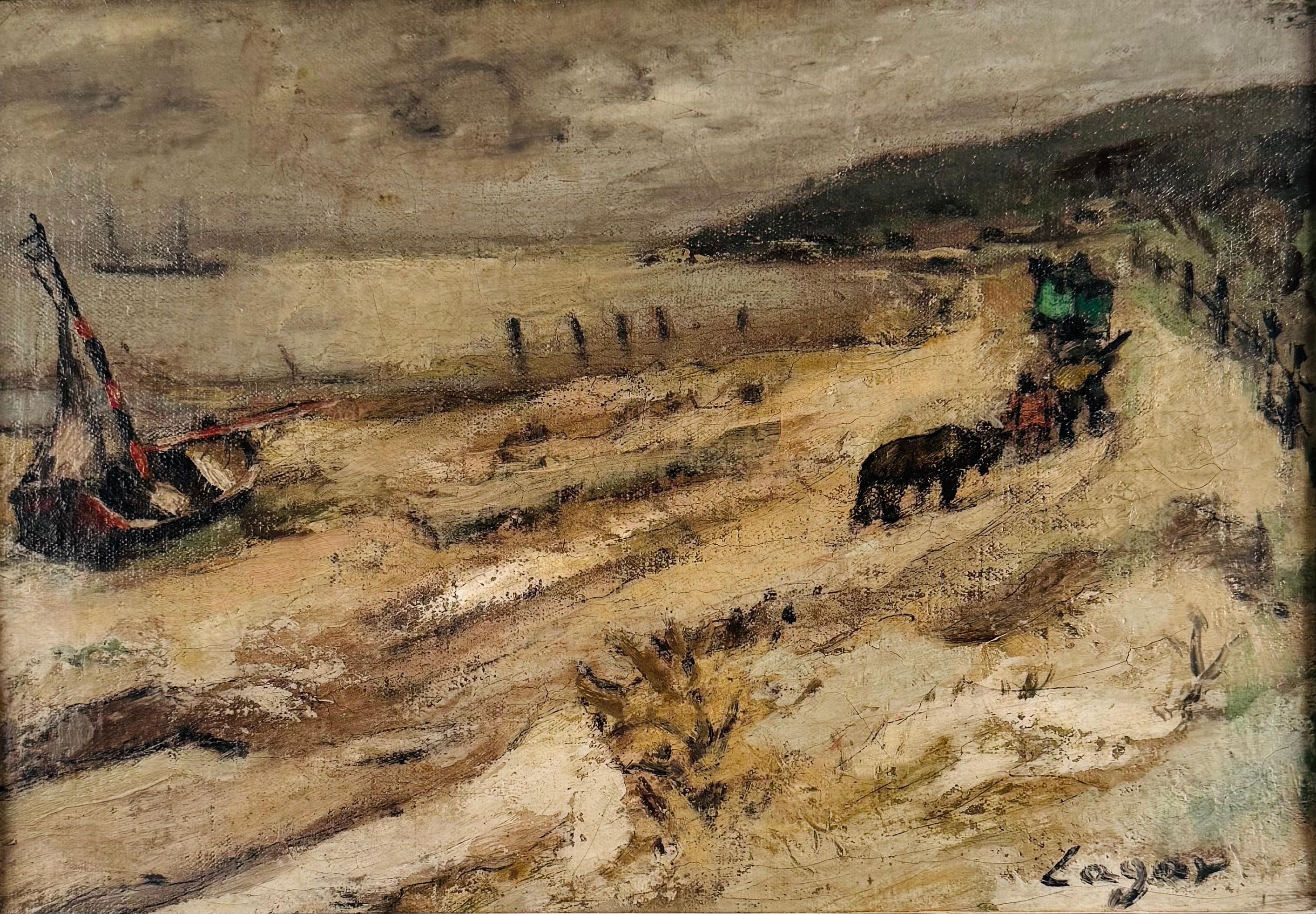 Forains sur la plage - Painting de Celso Lagar