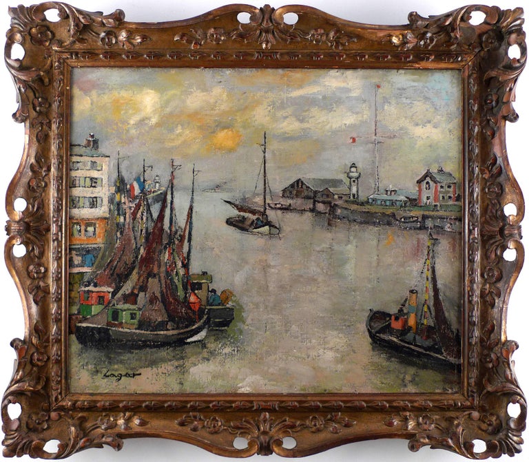Celso Lagar "Le Port d'Honfleur", Oil on Canvas by 20th Century