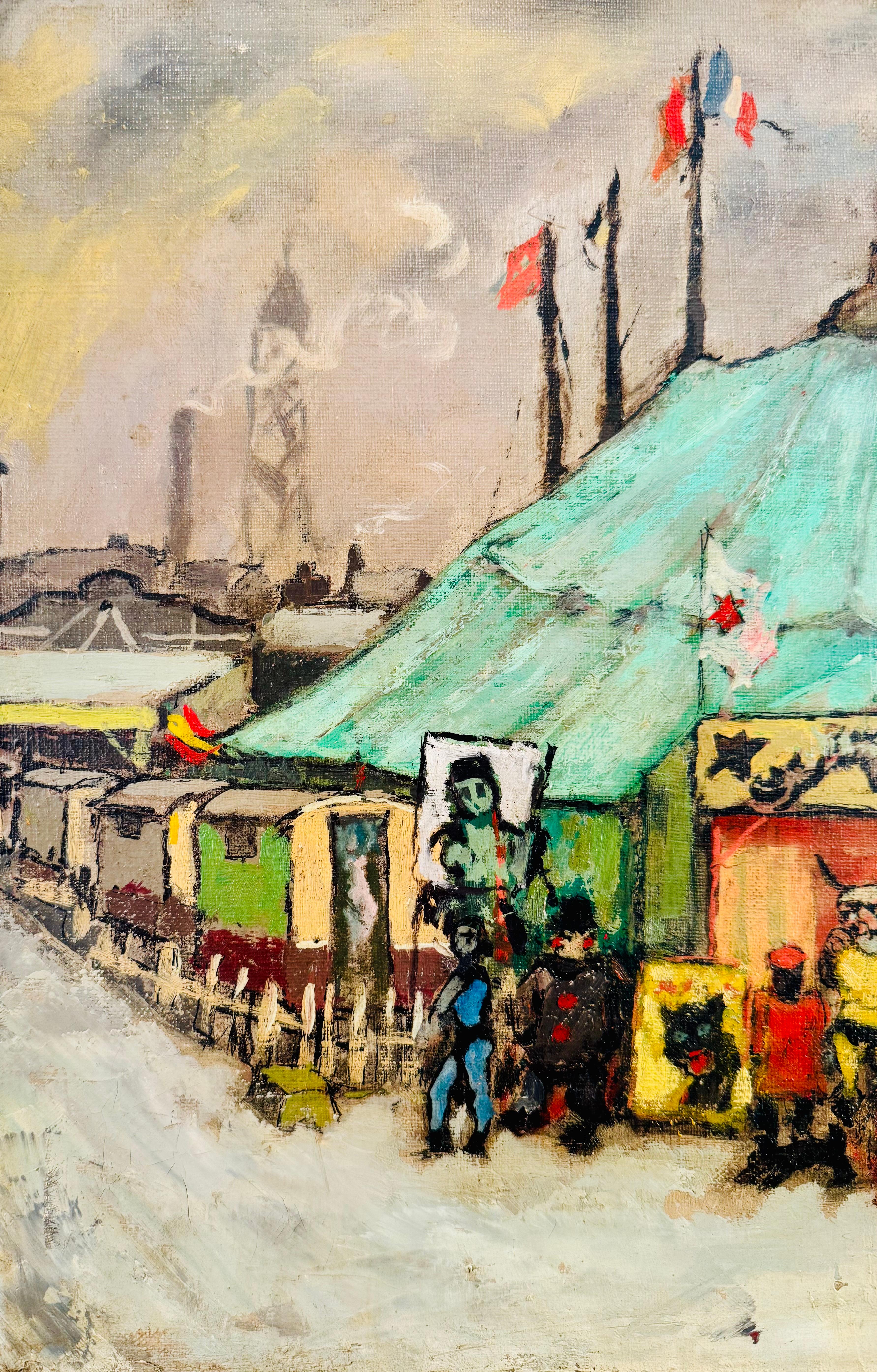 Pavillon de Cirque - Figurative Painting Marrone di Celso Lagar