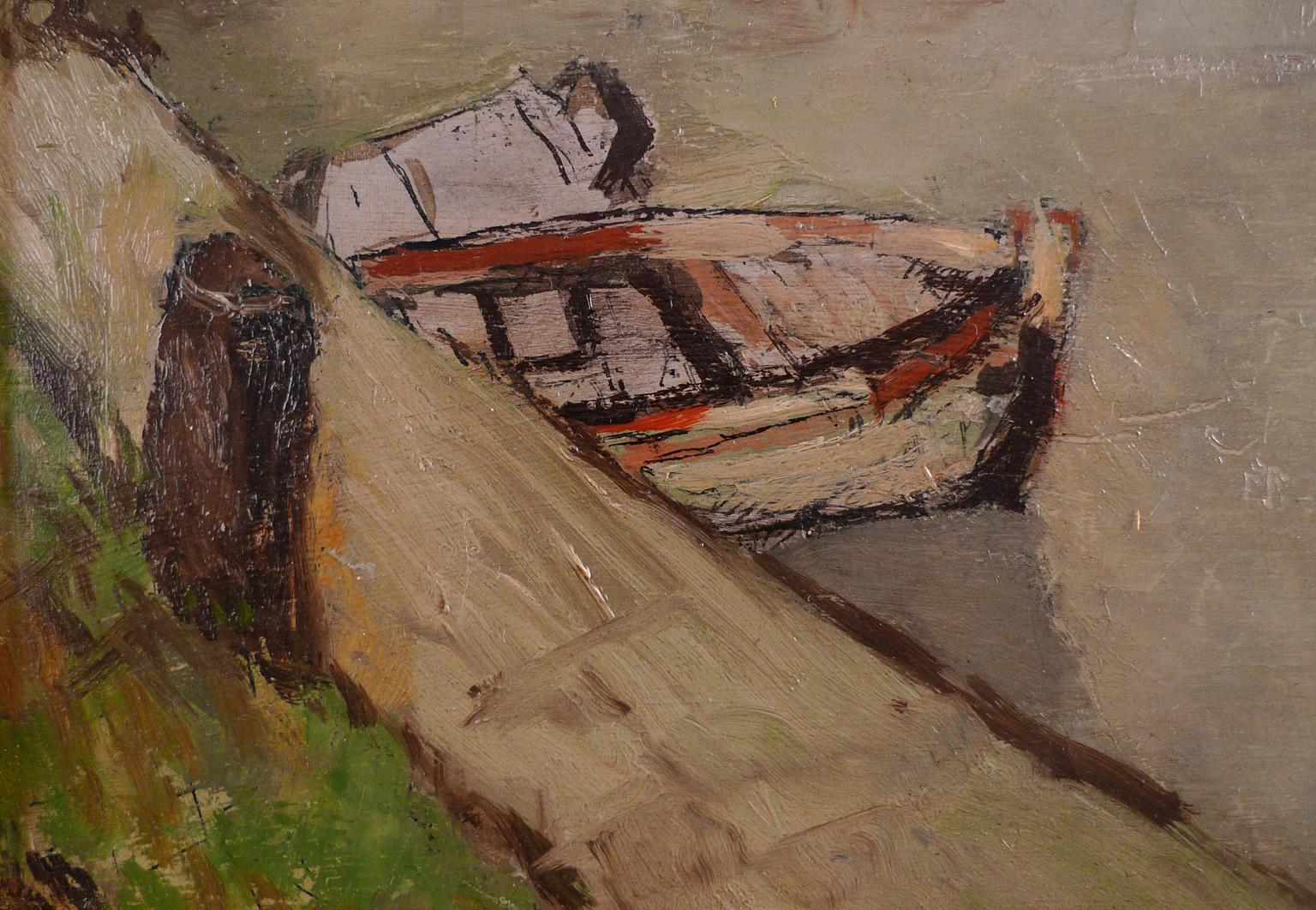 „Port de Honfleur“, Ölgemälde auf Holzplatte des spanischen Künstlers Celso Lagar, 20. Jahrhundert im Angebot 5
