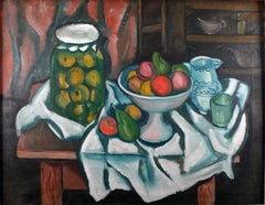 "Still Life with Fruits", Large, Early 20th Century Oil on Canvas by Celso Lagar