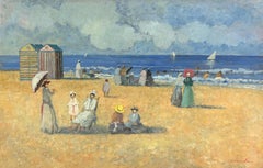 Seaside Beach Scene, Oil on Panel by Celso Miranda