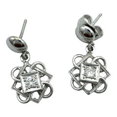 14kt Celtic .25 Carat Diamond 14k White Gold Dangle Earrings