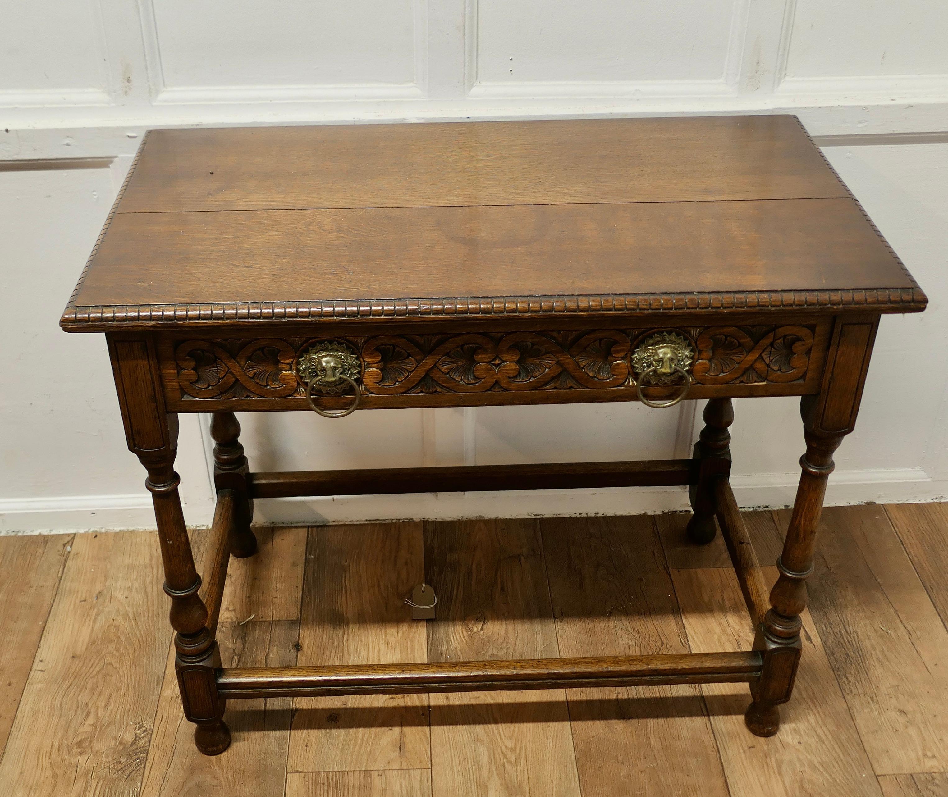 Country Celtic Carved Oak Occasional Table   A particularly fine quality Table For Sale