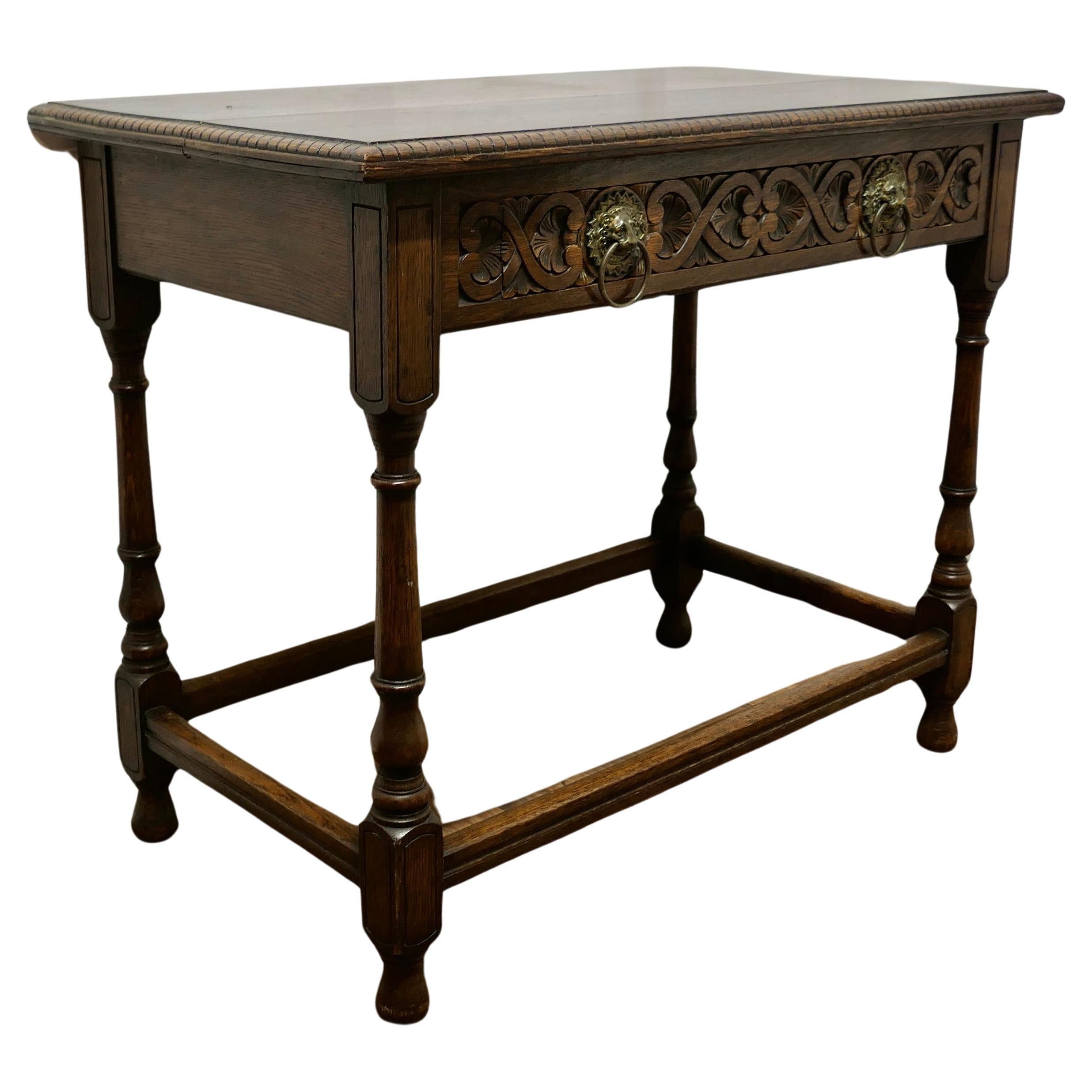Celtic Carved Oak Occasional Table   A particularly fine quality Table For Sale