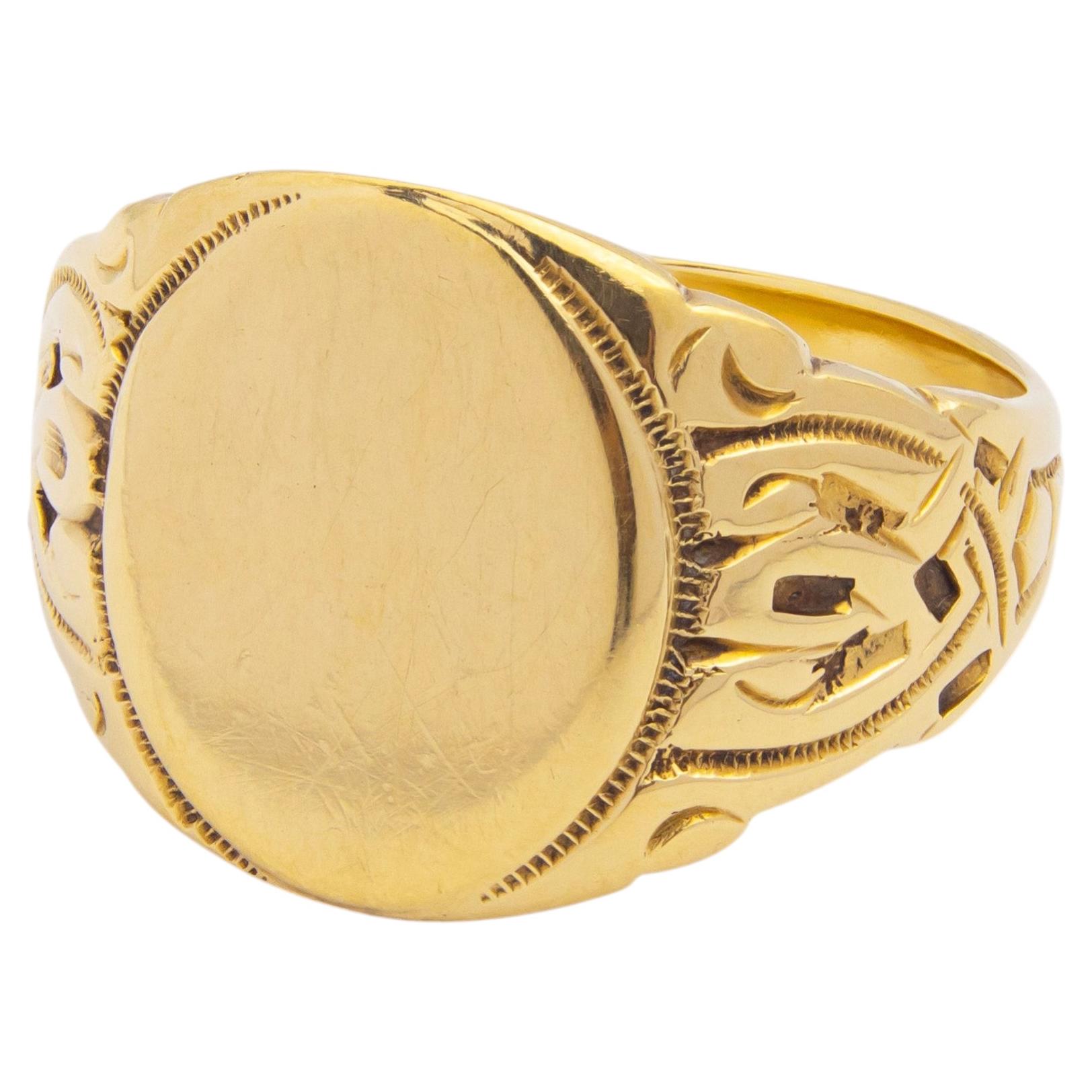 Celtic Design 14 Karat Gold Signet Ring