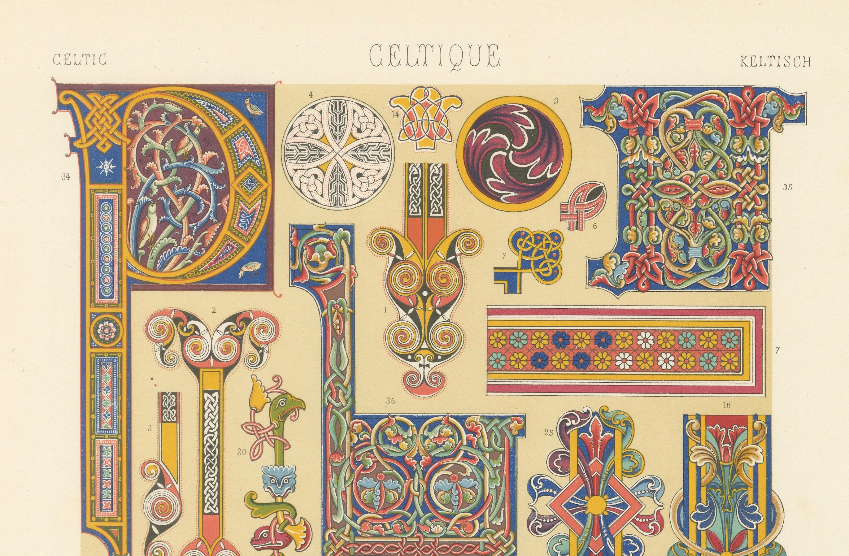 Ornement celtique enluminé - Motifs décoratifs tirés de manuscrits anciens, c.I.C. Bon état - En vente à Langweer, NL