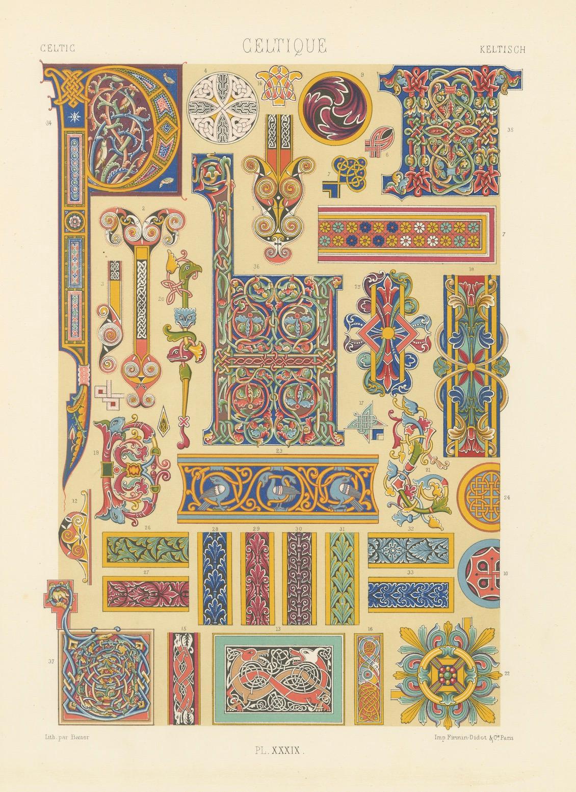 Ornement celtique enluminé - Motifs décoratifs tirés de manuscrits anciens, c.I.C. en vente 1